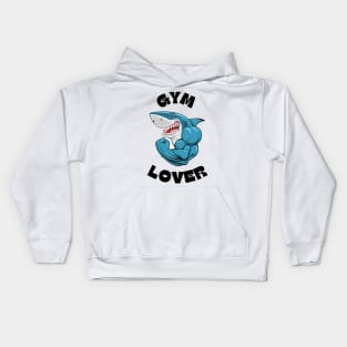 Gym lover shark Kids Hoodie